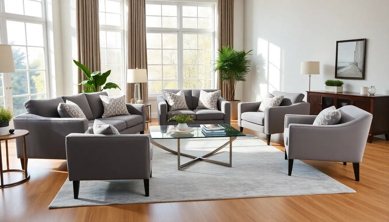 modern living room with a stylish furniture set.